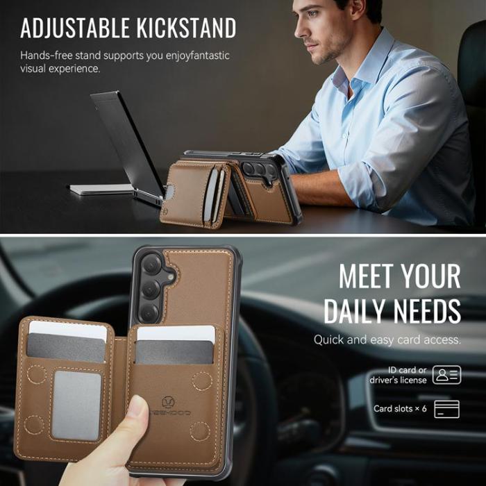 OEM - JEEHOOD Samsung Galaxy S23 FE Fodral Konstläder - Brun