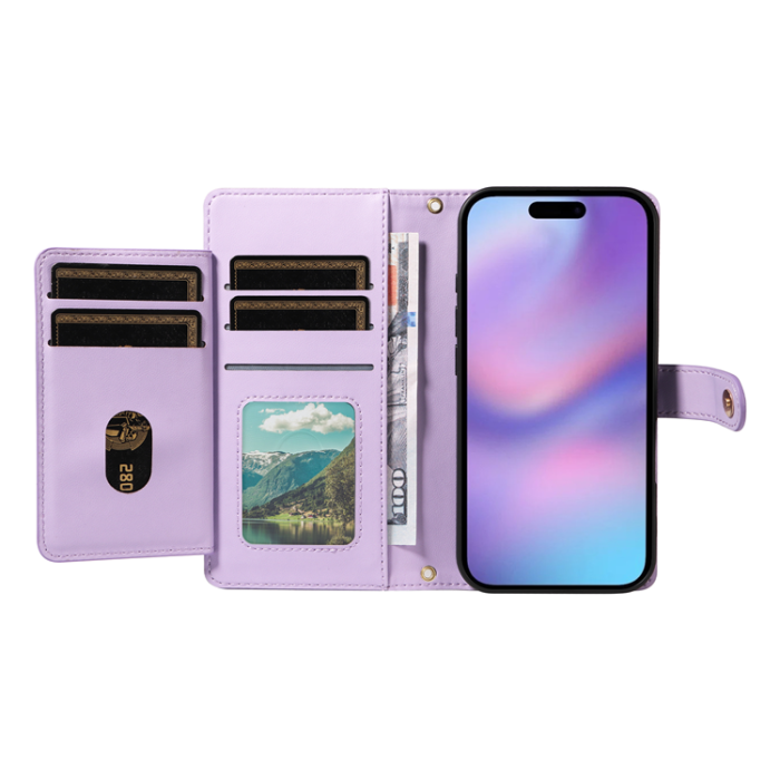 A-One Brand - iPhone 17 Plånboksfodral Rhombus Läder - Lila