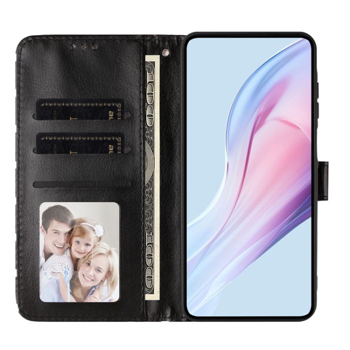 A-One Brand - OnePlus 15 5G Plånboksfodral Polka Dot Pattern Läder - Svart