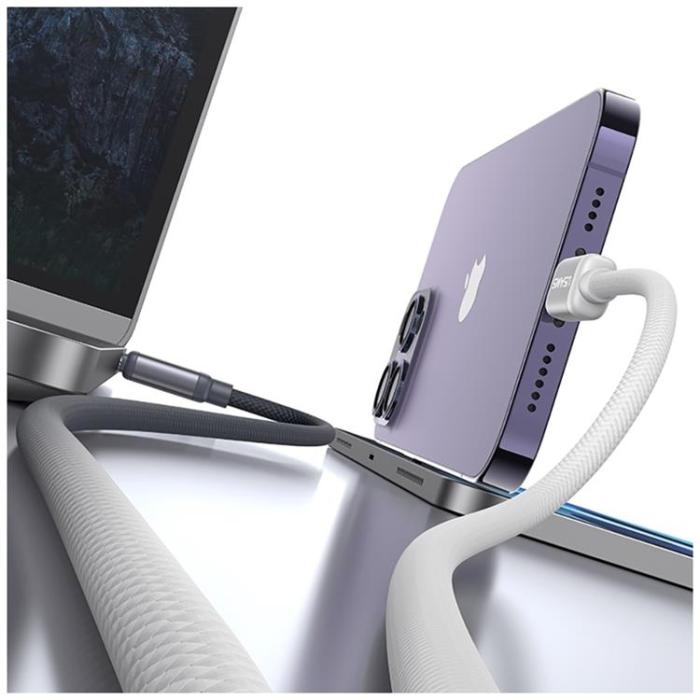 USAMS - USAMS USB-C till Lightning Kabel PD 30W 1.2m Bicolor SJ757 - Svart/Vit