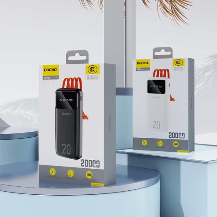Dudao - Dudao Powerbank 20000 mAh med 3 inbyggda kablar
