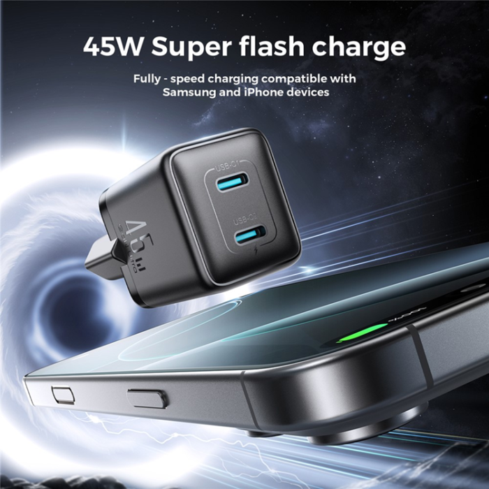 Joyroom - JOYROOM GaN Snabbladdare 45W USB-C EU JR-TCG17 - Svart