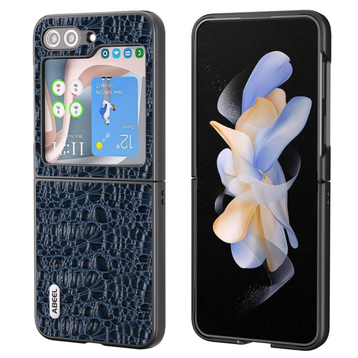 ABEEL - ABEEL Galaxy Z Flip 5 Mobilskal Äkta Läder Cowhide - Blå