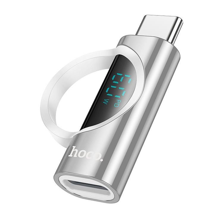 Hoco Adapter USB-C Till Lightning Med Display 3A 60W - Silver | 505295 | AlltMobil