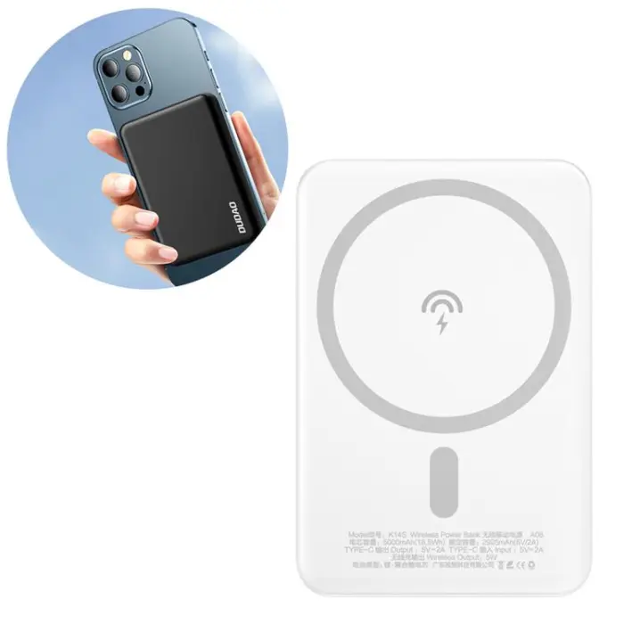 Dudao - Dudao Magsafe Trådlös Powerbank 5W 5000mAh - Vit