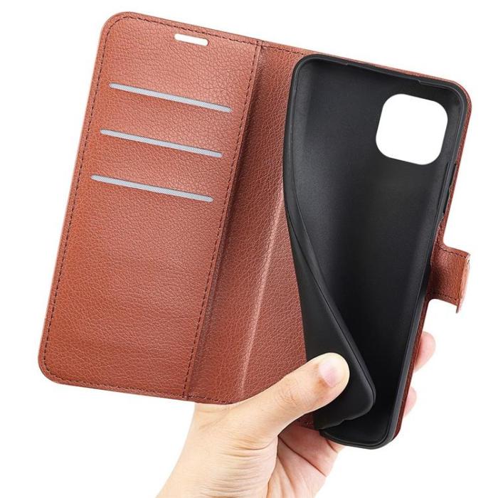 OEM - Litchi Flip iPhone 14 Plus Plånboksfodral - Brun