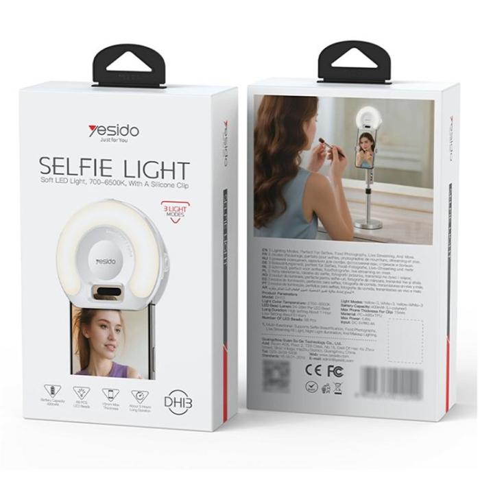 Yesido - YESIDO Selfie-Ringlampa med Mobilklämma och LED-Belysning DH13