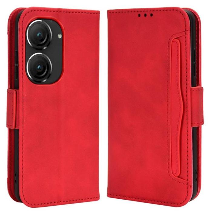 OEM - Asus Zenfone 9 Plånboksfodral PU Läder - Röd