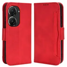 OEM - Asus Zenfone 9 Pl&aring;nboksfodral PU L&auml;der - R&ouml;d