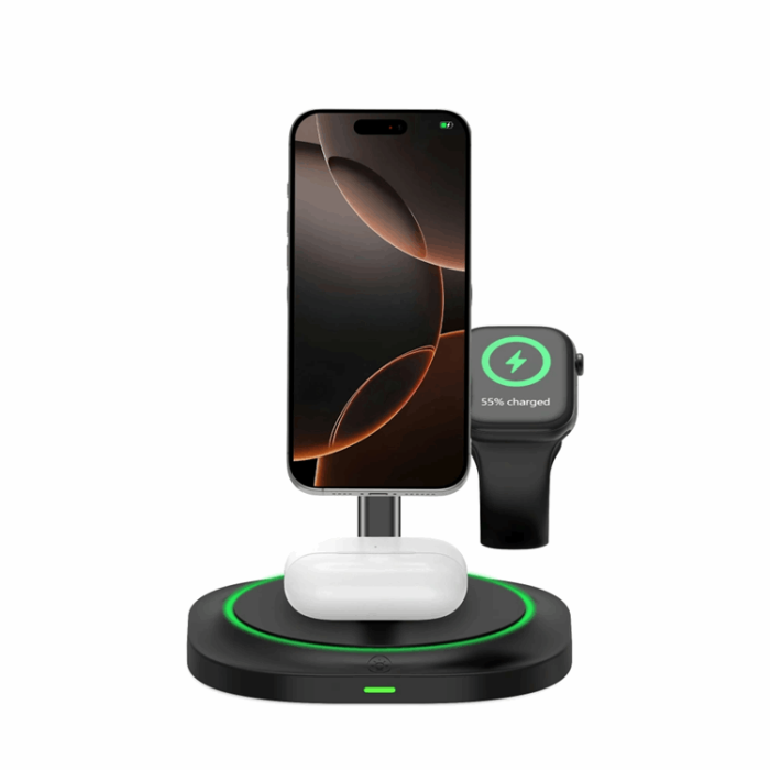 Tech-Protect - 3-in-1 Magsafe Trådlös Laddare iPhone, Apple Watch, AirPods Qi 15W