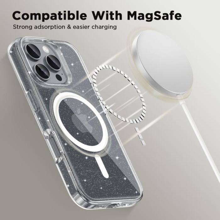 Tech-Protect - Tech-Protect iPhone 16 Pro Mobilskal Magsafe Flexair Hybrid - Glitter