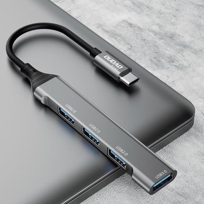 Dudao - Dudao 4in1 HUB USB-C Till 4x USB-A - Svart