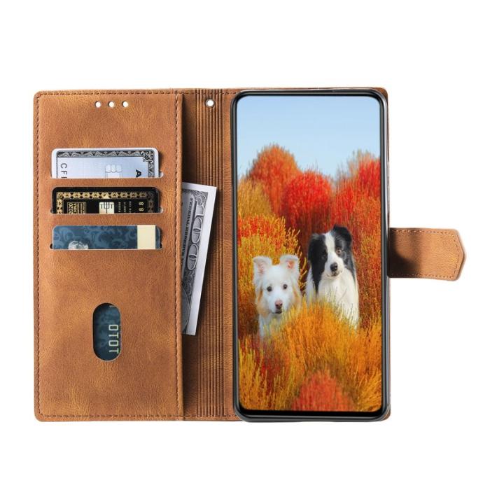 TTUDRCH - TTUDRCH Samsung Galaxy A37 Plånboksfodral Konstläder RFID Skydd - Brun
