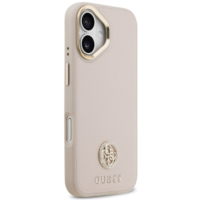 Guess - Guess iPhone 17 Mobilskal Magsafe Grained Strass Logo - Rosa