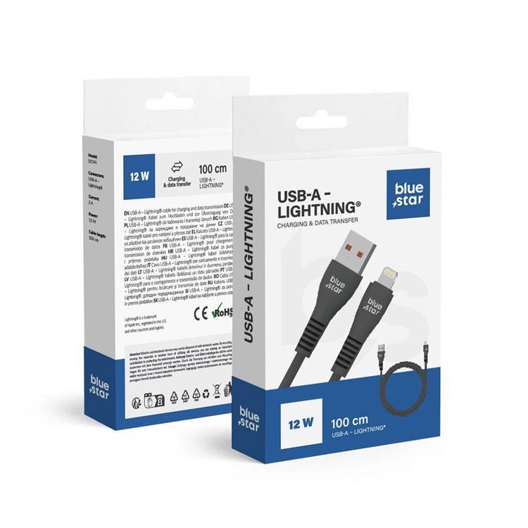 Blue Star USB-A - Lightning 2A 12W Kabel 1m DC99I - Svart | 3541 | AlltMobil
