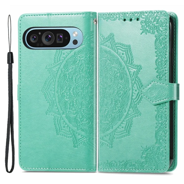 A-One Brand - Google Pixel 10/10 Pro Plånboksfodral Mandala Flower - Grön