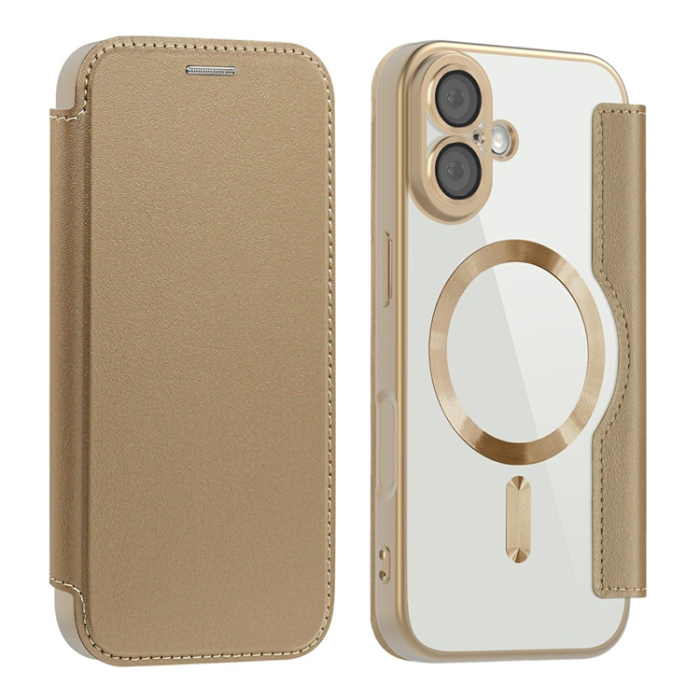 Amorus - AMORUS iPhone 17 Plånboksfodral MagSafe RFID Blocking - Guld
