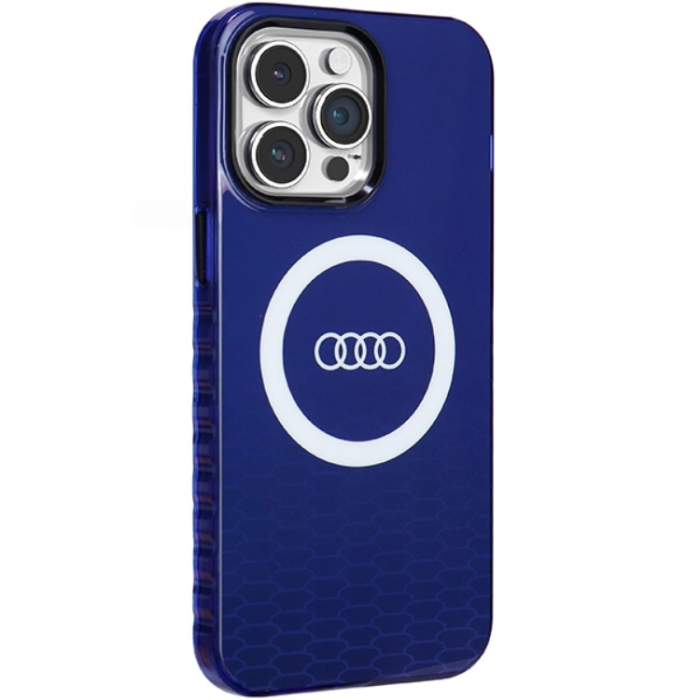 Audi - Audi iPhone 14 Pro Max Mobilskal Magsafe IML Big Logo - Blå