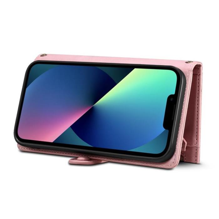 A-One Brand - iPhone 14 Plus Plånboksfodral Flap Zipper Strap - Rosa