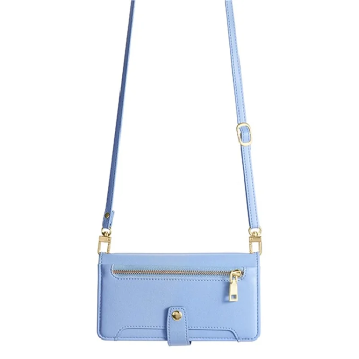 A-One Brand - Galaxy S25 Konstläder Plånboksfodral med 2 Rem - Blå