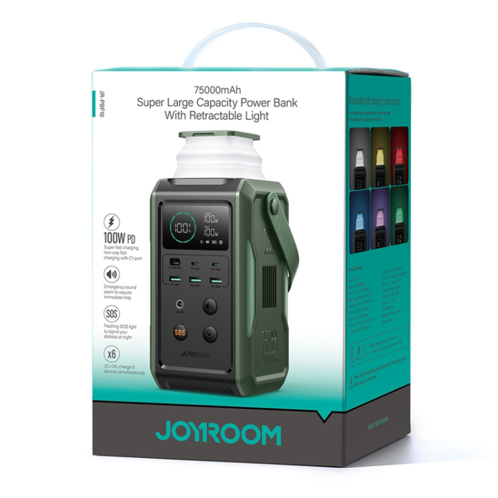 Joyroom - JOYROOM Powerbank 75000mAh 100W JR-PBF10 - Armégrön