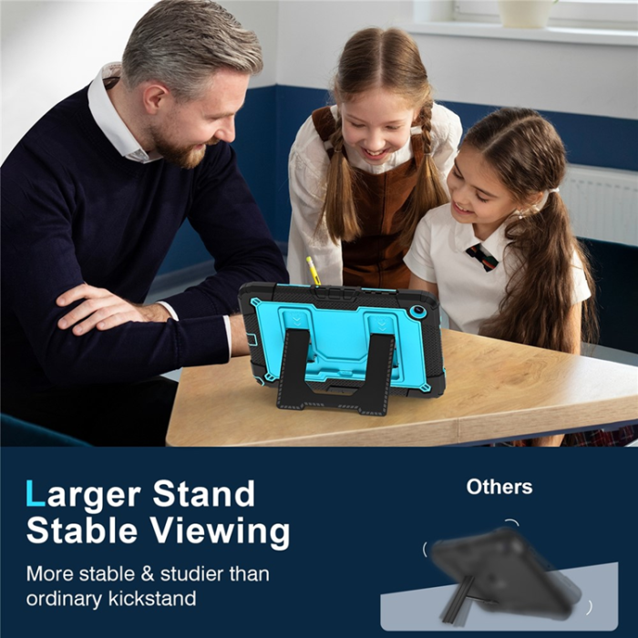 A-One Brand - Galaxy Tab A9 Plus Skal Kickstand Med Rem Anti Drop - Blå