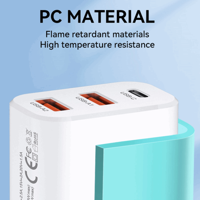 Wozinsky - Wozinsky Väggladdare 30W USB-C/2 x USB-A - Vit