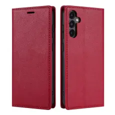 Amorus - Samsung Galaxy S26 Pl&aring;nboksfodral Magnetisk St&auml;ngning Konstl&auml;der - R&ouml;d