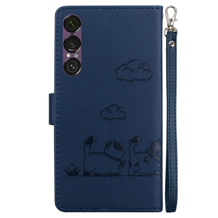 A-One Brand - Sony Xperia 1 VII Plånboksfodral RFID Kitten Pattern - Blå
