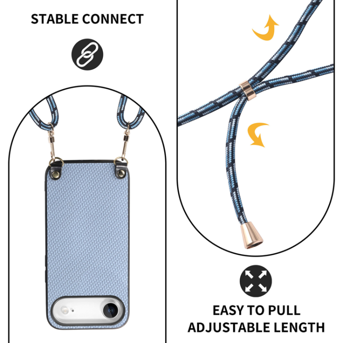A-One Brand - iPhone Air Mobilskal Med Axelrem Snodd Carbon Fiber - Blå