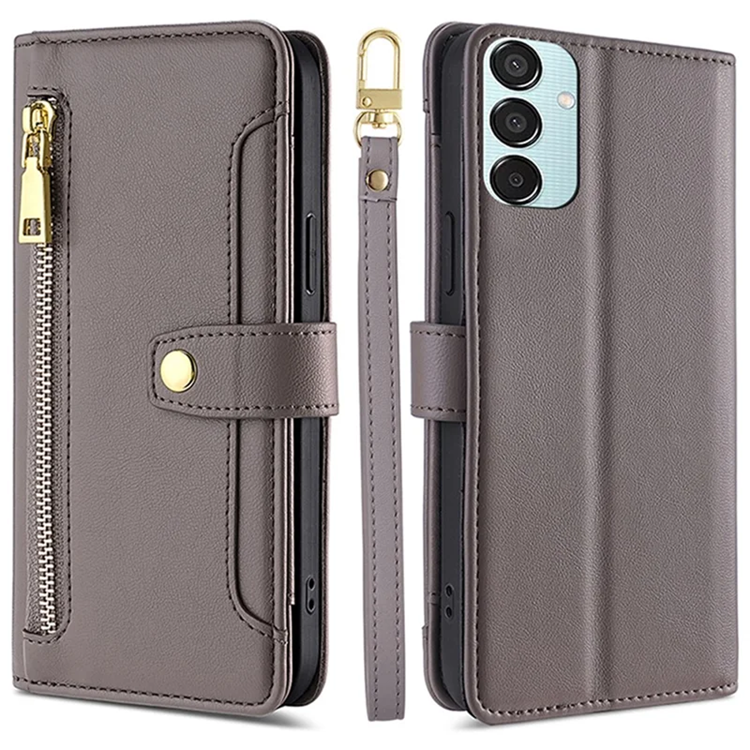 Galaxy M15 5G Konstläder Plånboksfodral med 2 Rem - Grå (Grå) | 2353 | AlltMobil