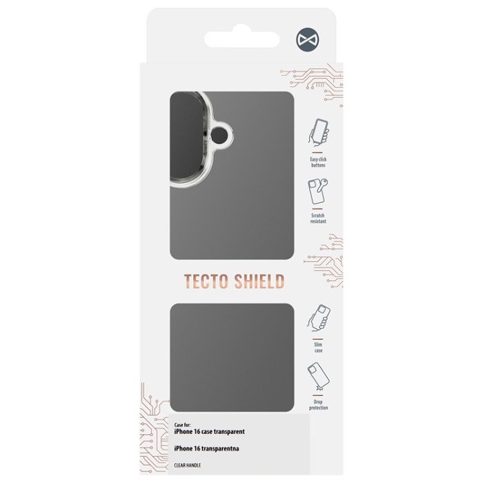 Tecto Shield - Tecto Shield iPhone 16 Plus Mobilskal Handle - Transparent
