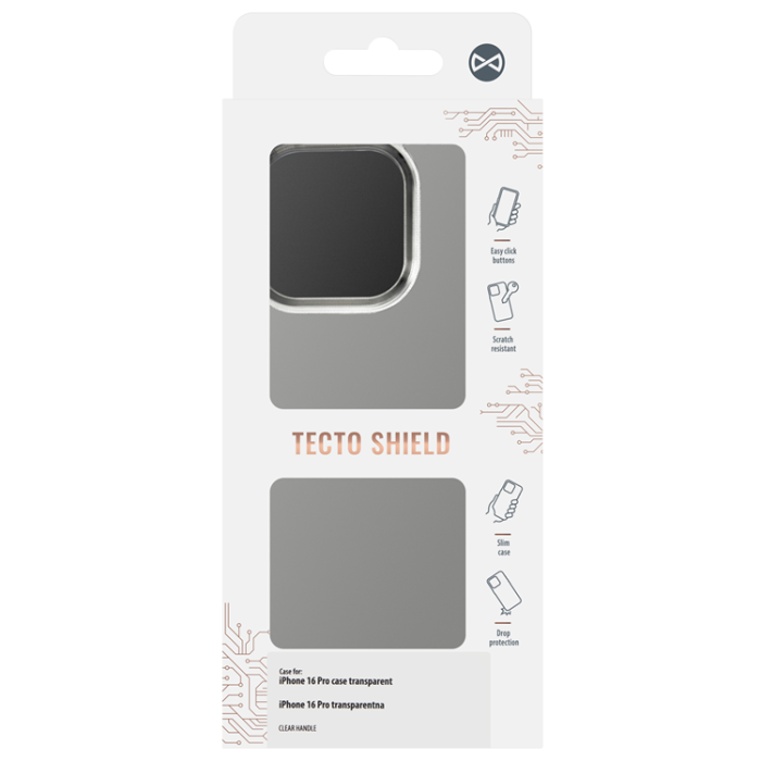 Tecto Shield - Tecto Shield iPhone 16 Pro Mobilskal Handle - Transparent