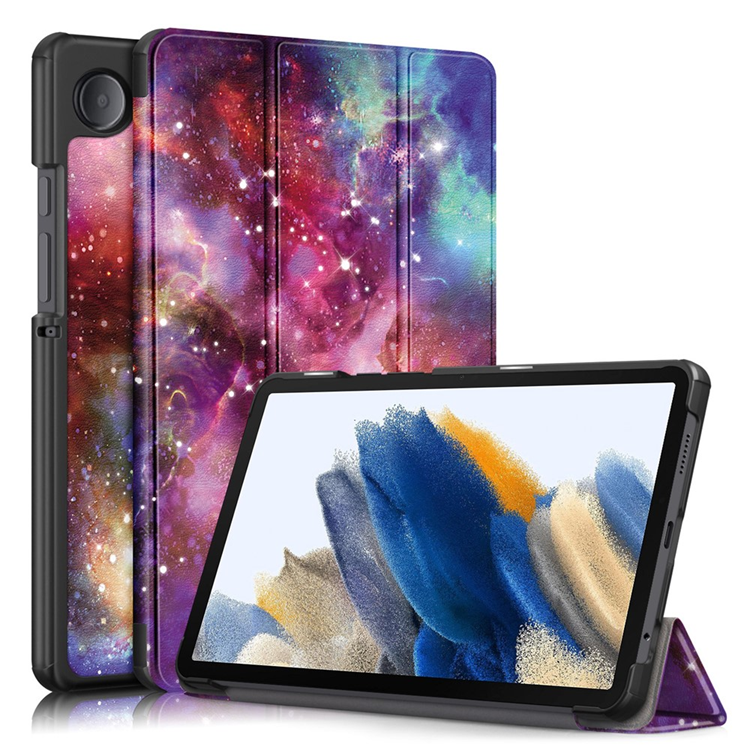 Galaxy Tab A9 Fodral Pattern Printing Tri-fold Konstläder (Galaxen) | 2353 | AlltMobil