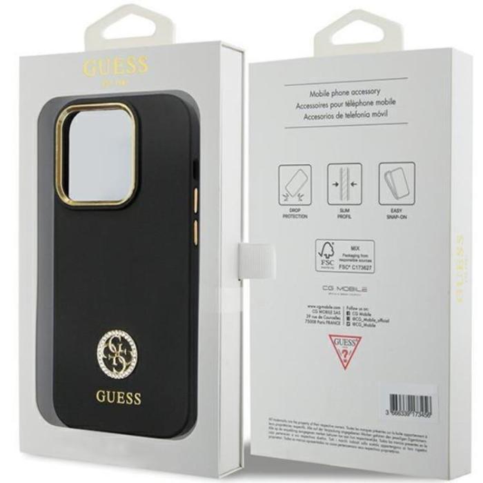 Guess - Guess iPhone 13 Pro/13 Mobilskal Silikon Logo Strass - Svart