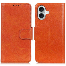 A-One Brand - iPhone 17 Plånboksfodral Nappa Texture Äkta läder - Orange