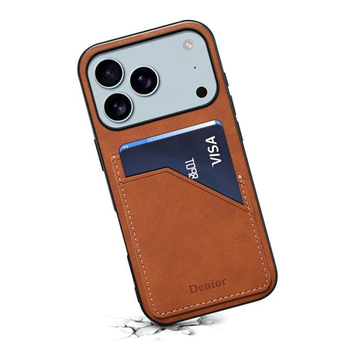 DENIOR - DENIOR Mobilskal till iPhone 17 Pro PU Läder + TPU + PC - Brun