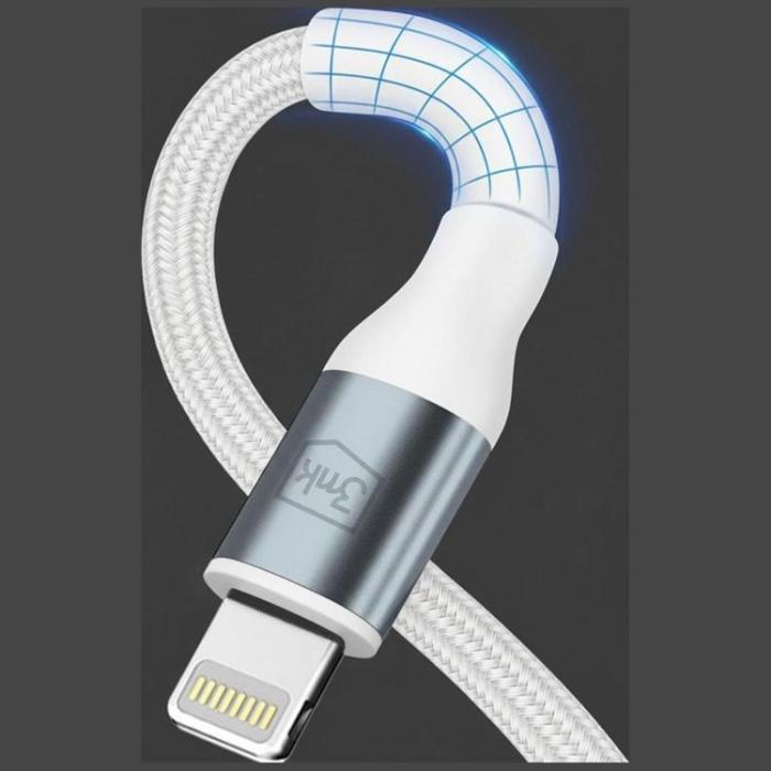 3MK - 3MK USB-C till Lightning 27W Kabel 9V/3A 3m N-SERIES Hyper - Vit