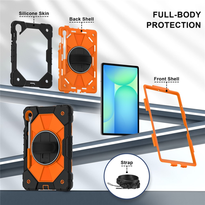 A-One Brand - Galaxy Tab S10 FE/S9 FE/S9 Skal Kickstand med Rem - Orange