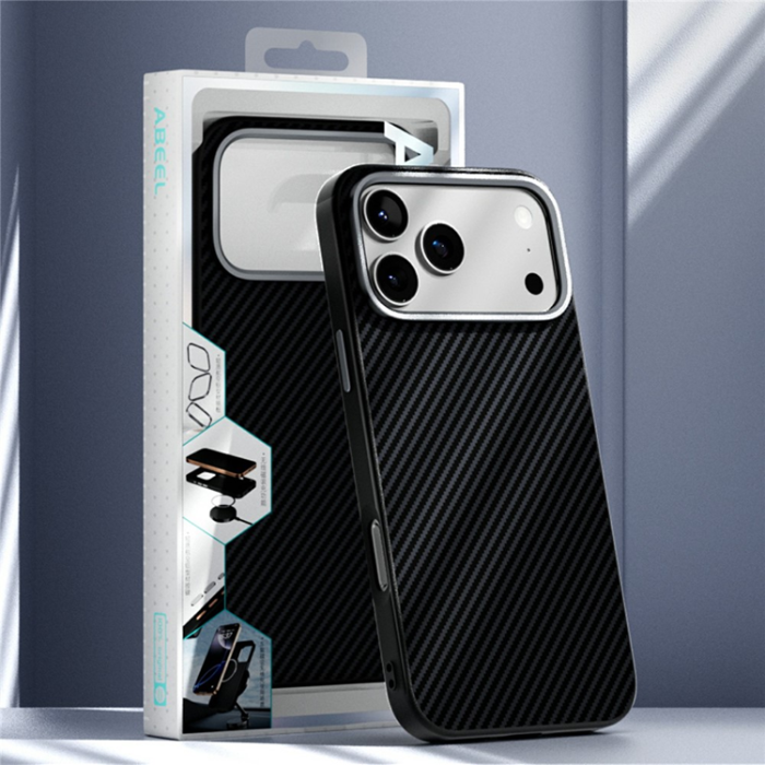 ABEEL - ABEEL iPhone 17 Pro Mobilskal MagSafe Carbon Fiber Texture
