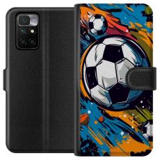 iSecrets - Pl&aring;nboksfodral till Xiaomi Redmi 10 med Fotbollar
