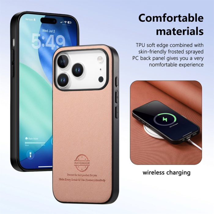 A-One Brand - iPhone 17 Pro Mobilskal Trasa Läder - Rosa