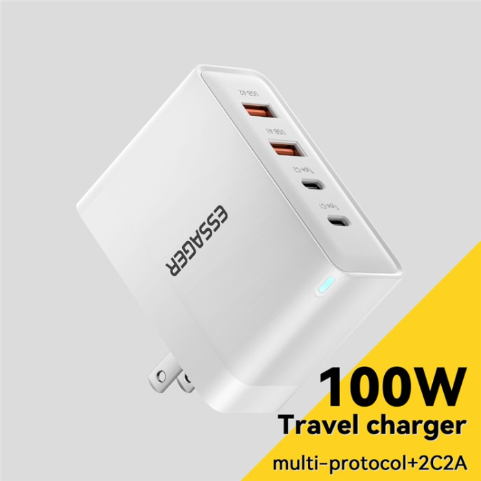 ESSAGER - ESSAGER Väggladdare 100W 2x USB-C - 2x USB-A ES-CD37 US Vit