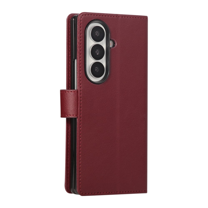 A-One Brand - Galaxy Z Fold7 Plånboksfodral Med Handledsrem - Vinröd