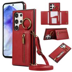OEM - Pl&aring;nboksfodral f&ouml;r Samsung Galaxy S26 Ultra Konstl&auml;der Kickstand - R&ouml;d