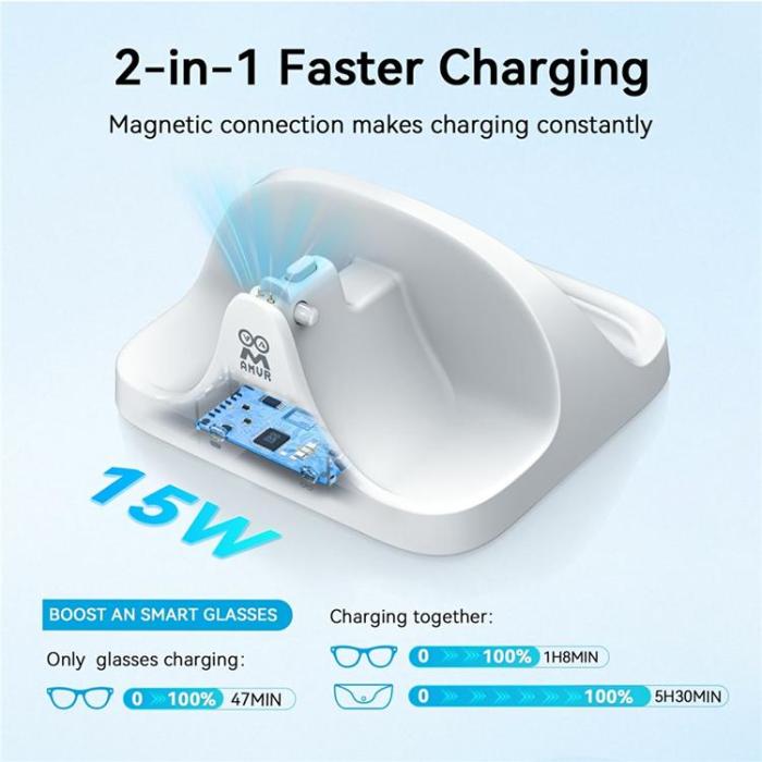 AMVR - AMVR Magnetisk Snabbladdare för Ray-Ban Meta AI Glasögon 1/2 Gen CD3