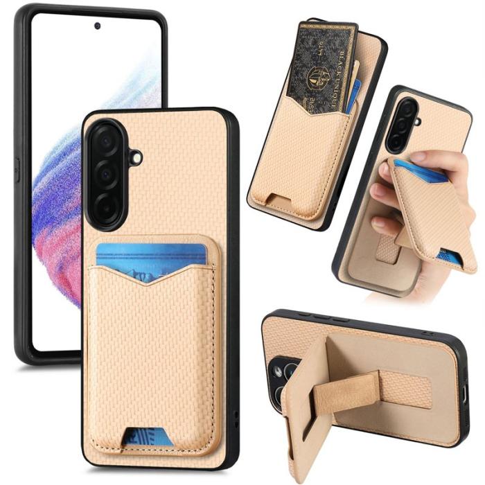 CASENEO - CASENEO Mobilskal för Samsung Galaxy S26 Plus Kickstand Konstläder - Aprikos