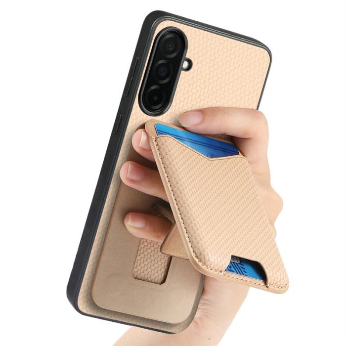 CASENEO - CASENEO Mobilskal för Samsung Galaxy S26 Plus Kickstand Konstläder - Aprikos