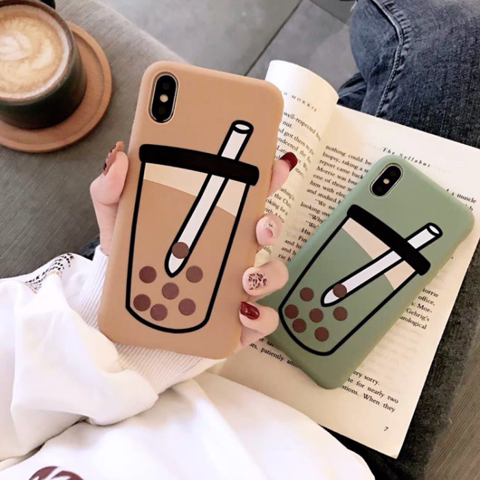 UTGATT1 - iPhone 7/8/SE(2020/2022)Mobilskal Boba Milk Tea Silikon - Brun