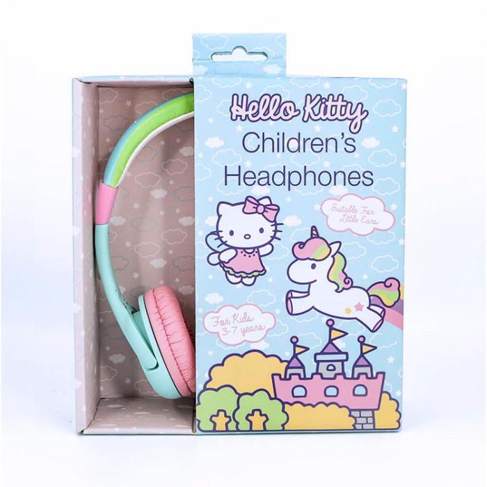 Hello Kitty - HELLO KITTY Hörlurar Junior On-Ear 85dB Enhörning - Grön / Rosa